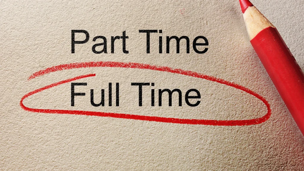  A decision between part-time and full-time work, highlighting career choices in digital marketing part time jobs.